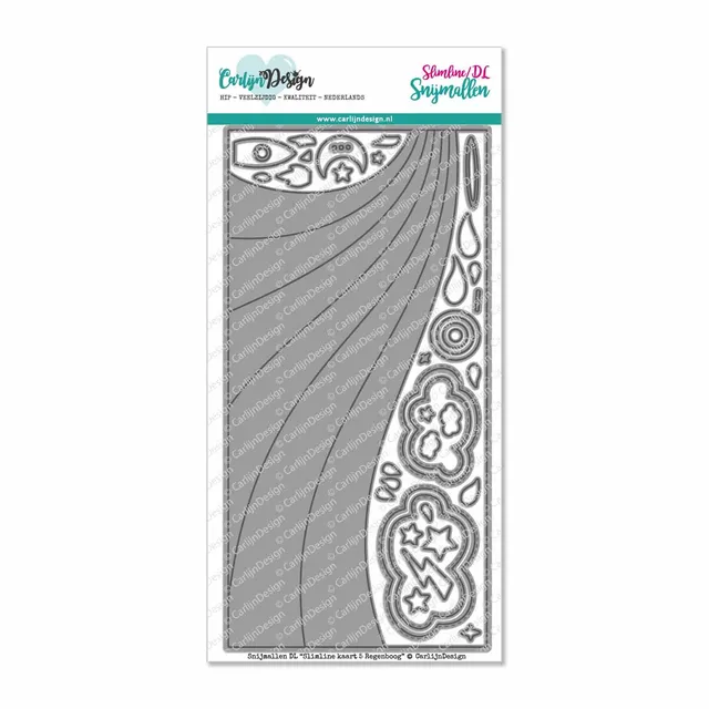 CarlijnDesign Slimline kaart 5 Regenboog CDSN-0100 dies 21x10,5 cm