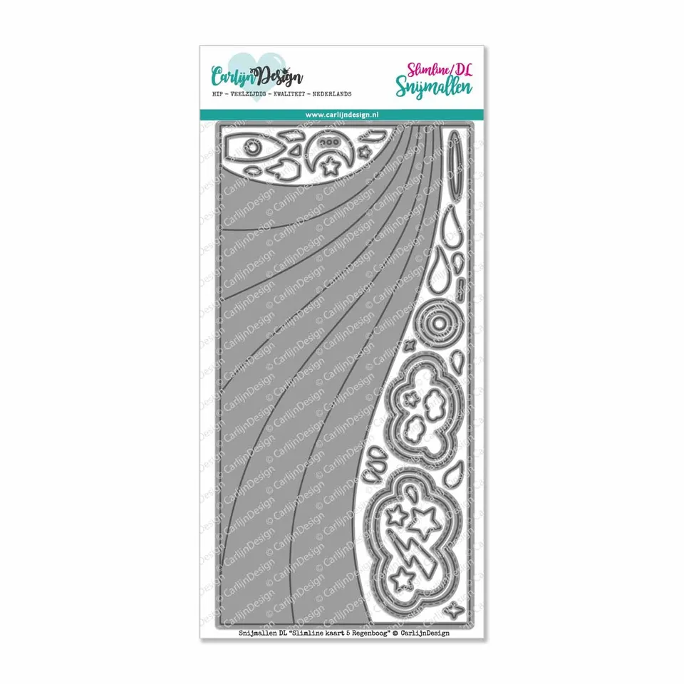 CarlijnDesign Slimline kaart 5 Regenboog CDSN-0100 dies 21x10,5 cm