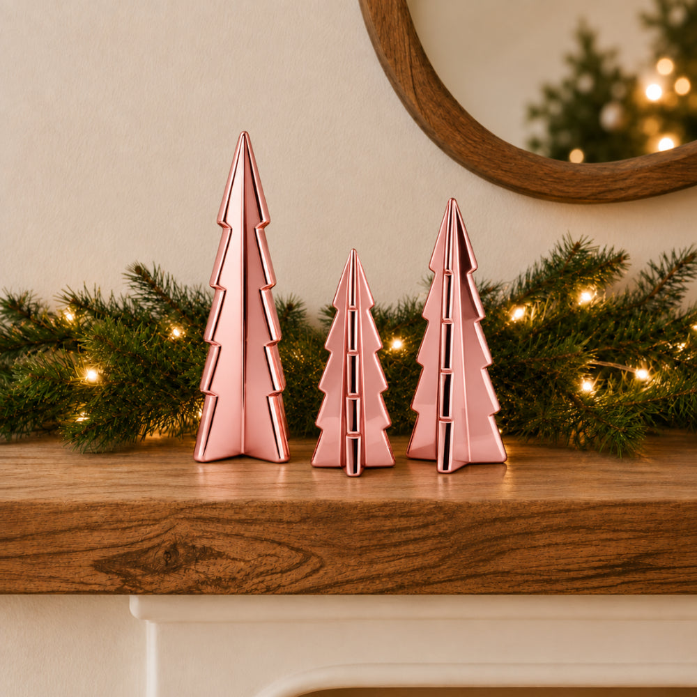 KaiserCraft Holly Days juletre 3-pakning rosa metall