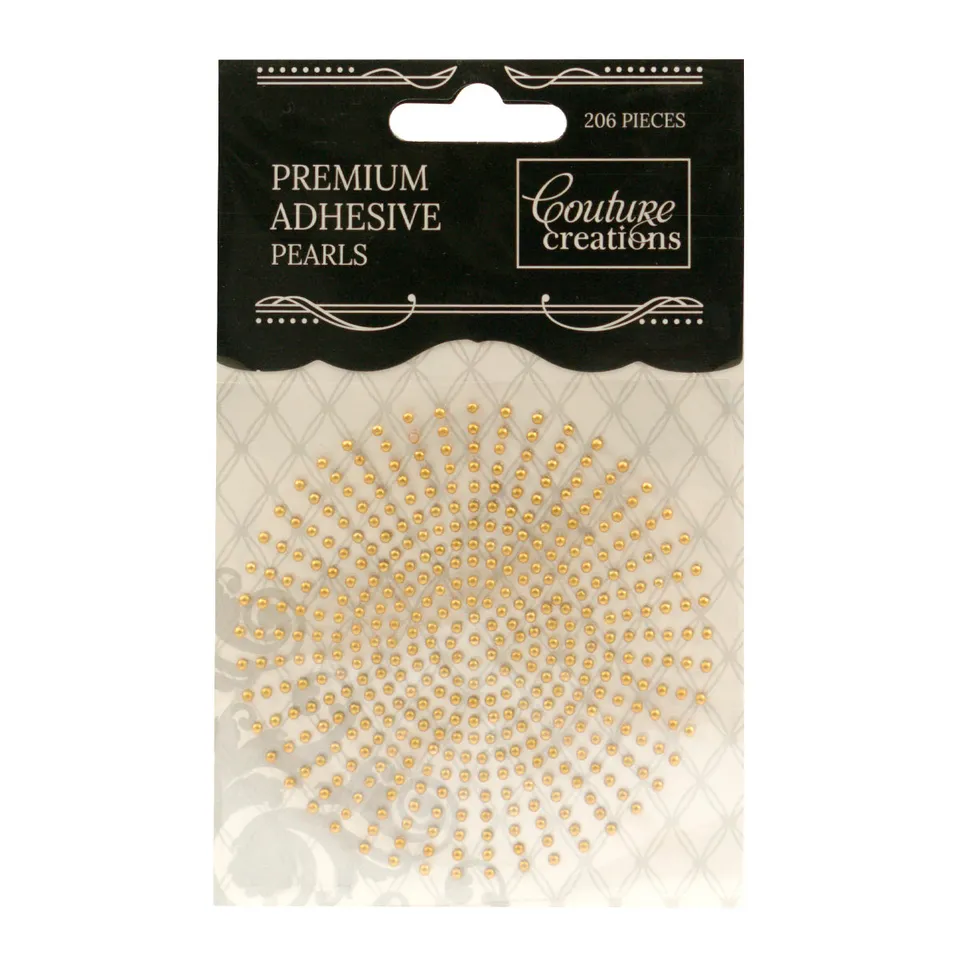 Couture Creations Deep Gold selvklebende perler 2 mm 424 stk