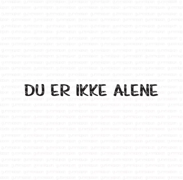 Gummiapan Du er ikke alene umontert stempel norsk tekst
