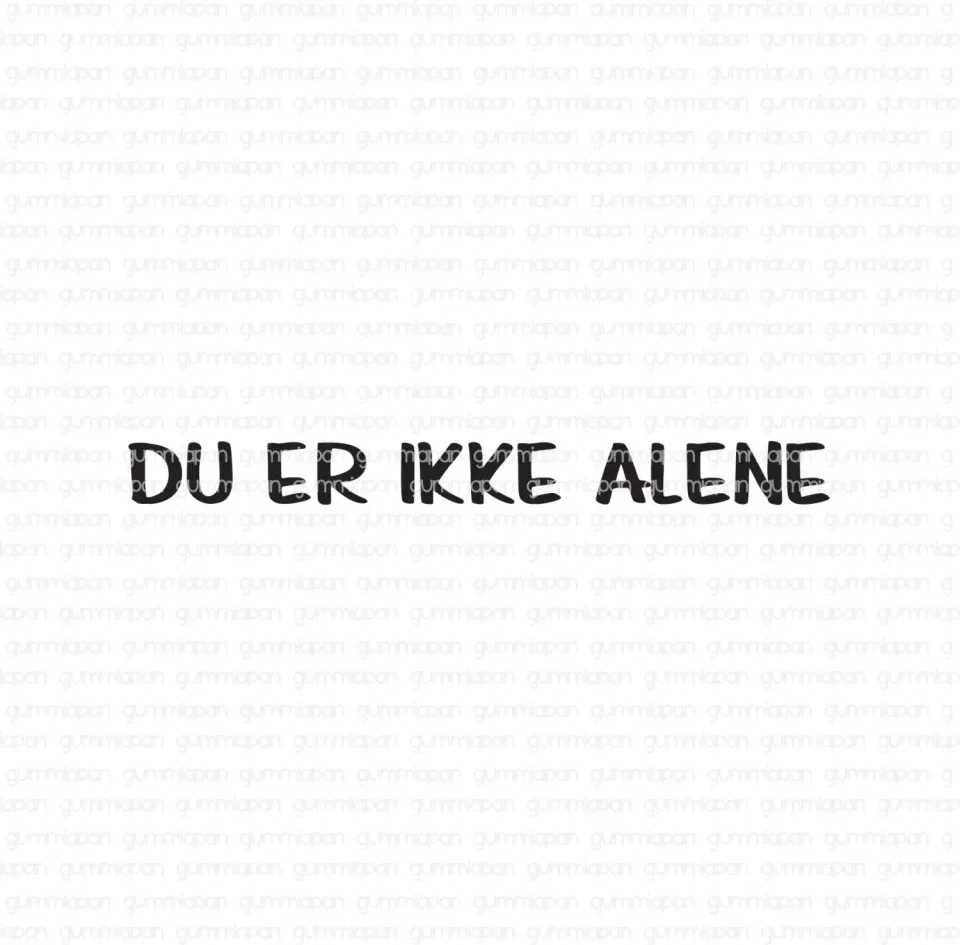 Gummiapan Du er ikke alene umontert stempel norsk tekst