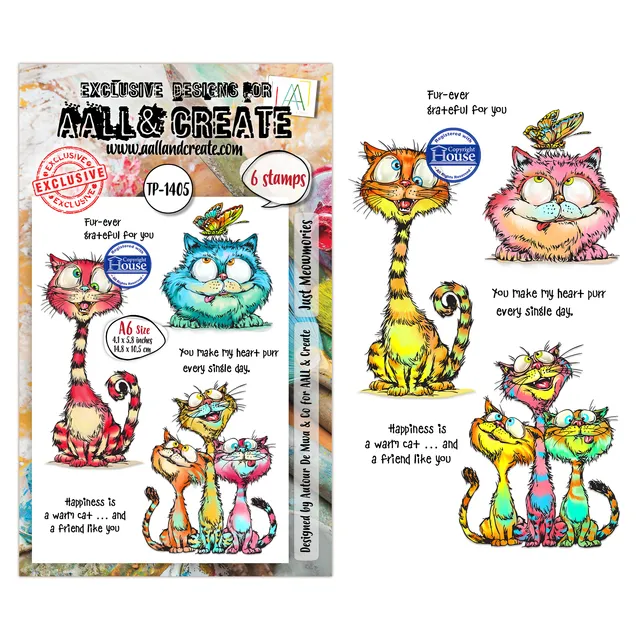 AALL & Create TP-1405 Just Meowmories stempelsett A6 kattemotiv