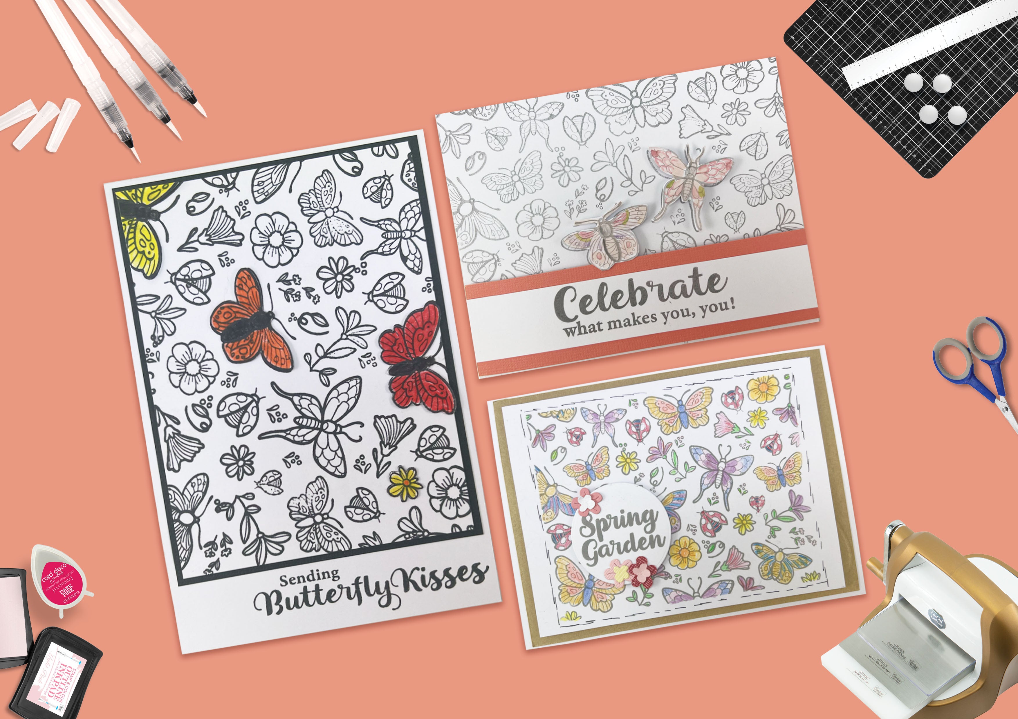 Couture Creations Colourful Moments Fluttering Background stempel blomsterbakgrunn