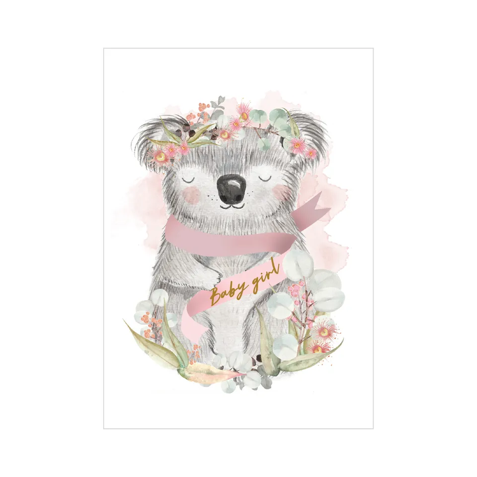 Kaisercraft Baby gratulasjonskort Flora Koala 300 gsm blankt