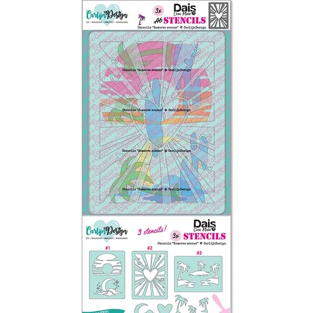CarlijnDesign Zomerse scenes CDSC-0043 stensil 3 stk A6 sommer