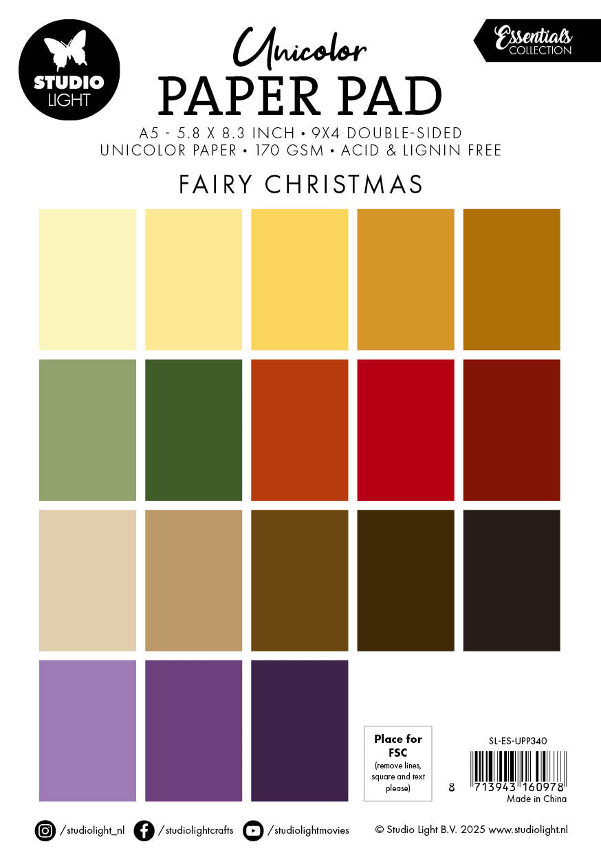 Studio Light Essentials papirblokk Fairy Christmas Unicolor