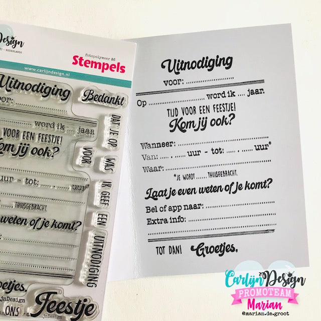 CarlijnDesign Uitnodiging CDST-0143 stempel A6 fest invitasjon