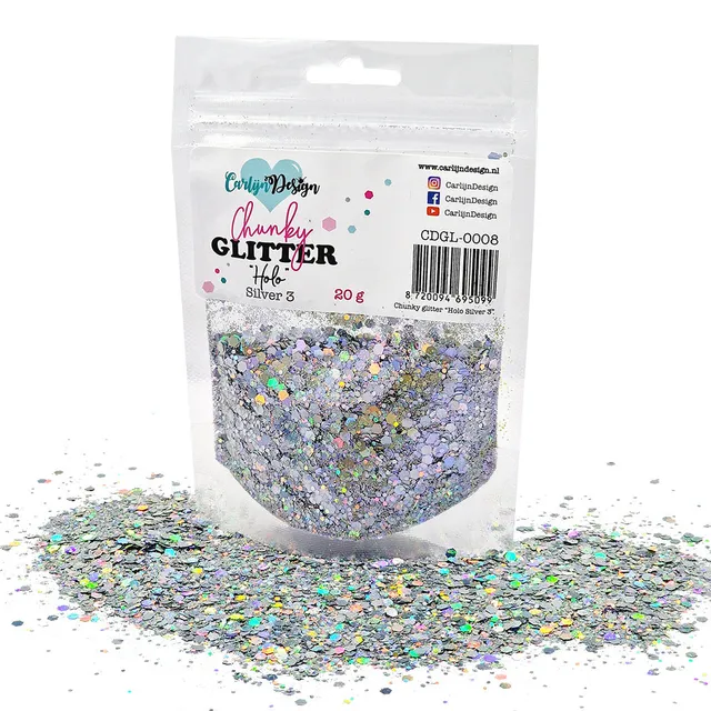 CarlijnDesign Chunky Glitter CDGL-0008 holo silver 20g
