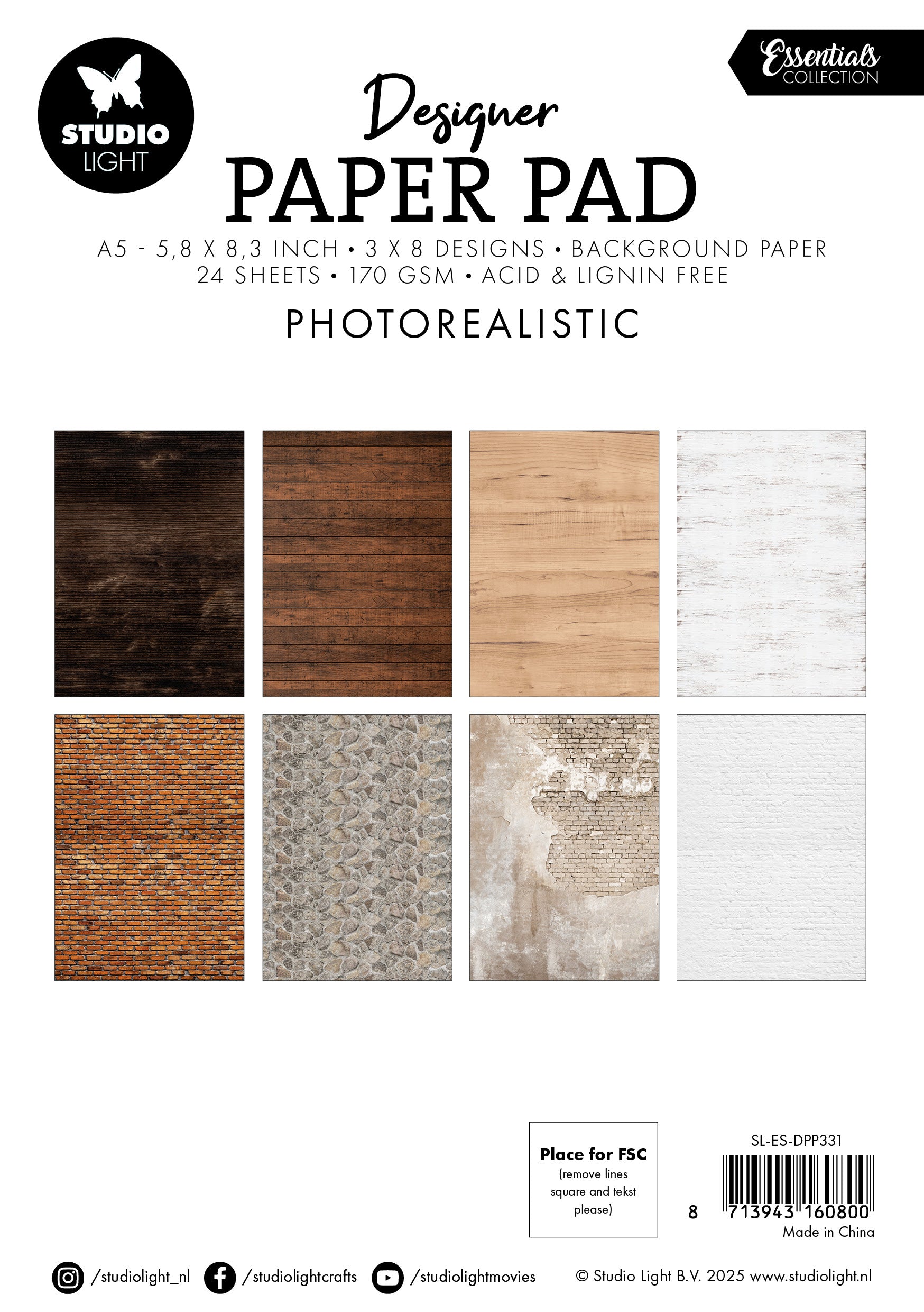 Studio Light Essentials Photorealistic papirblokk 24 ark fotorealistisk