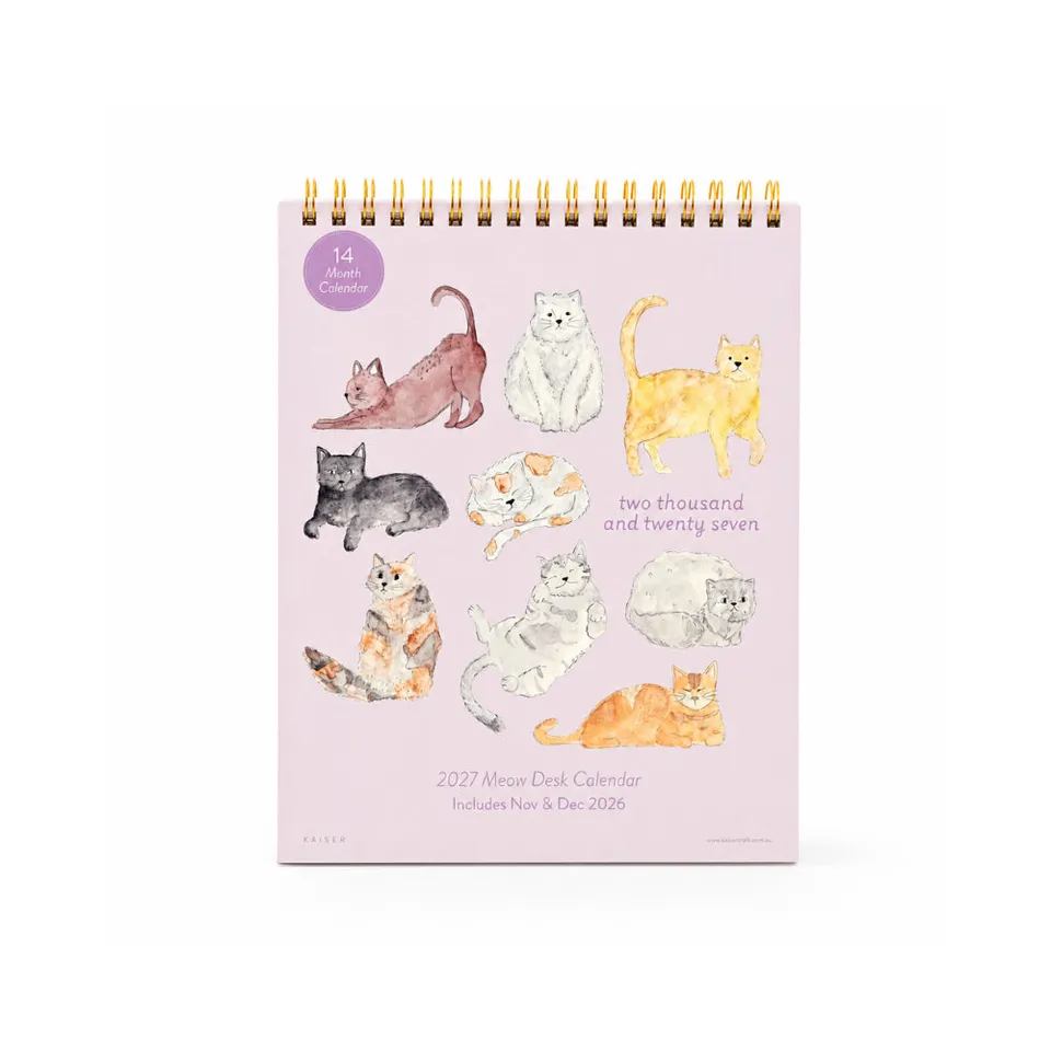 KaiserCraft Meow 2027 bordkalender 14 måneder