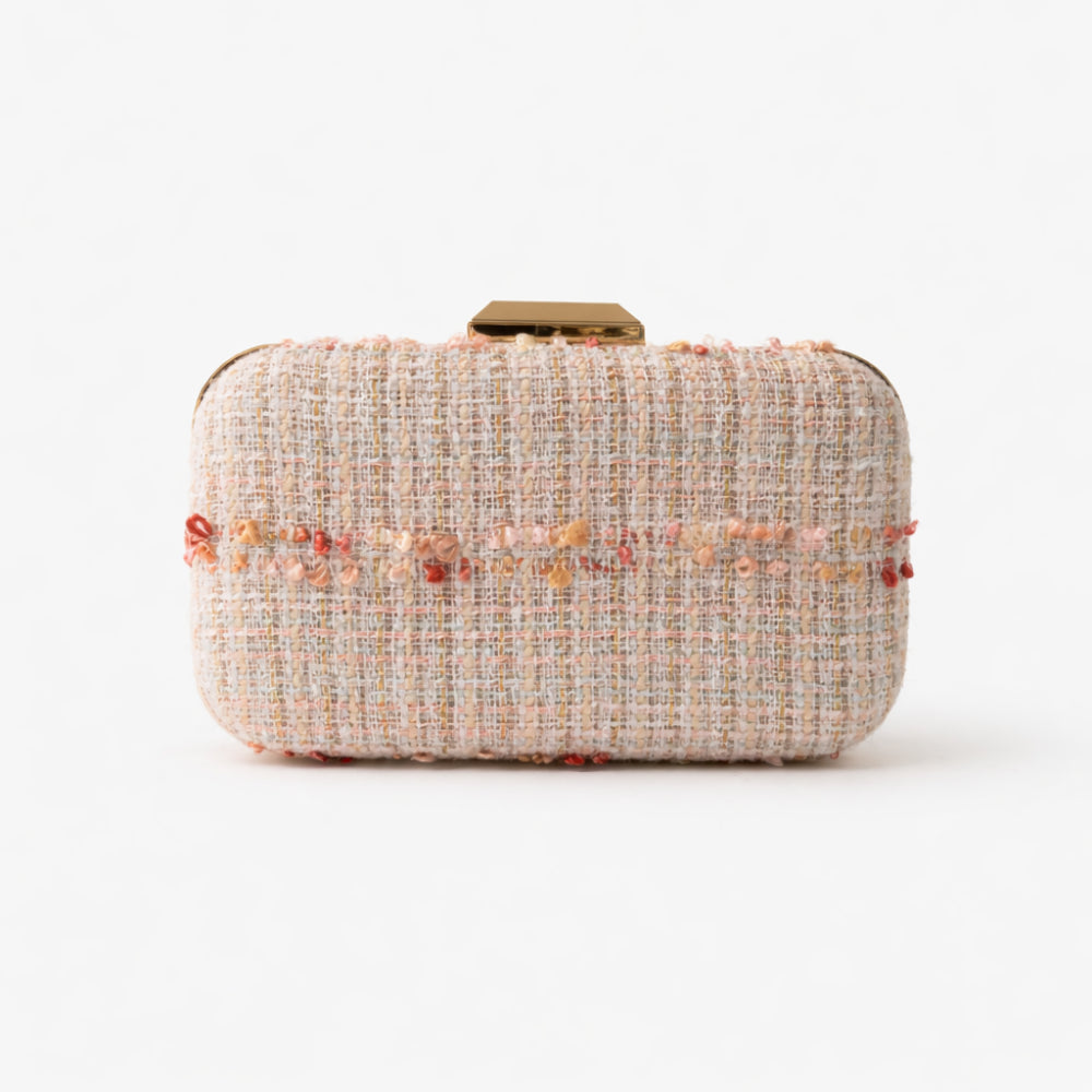 K&Co. Petal Series Boucle Clutch clutch rosa med kjedestropp