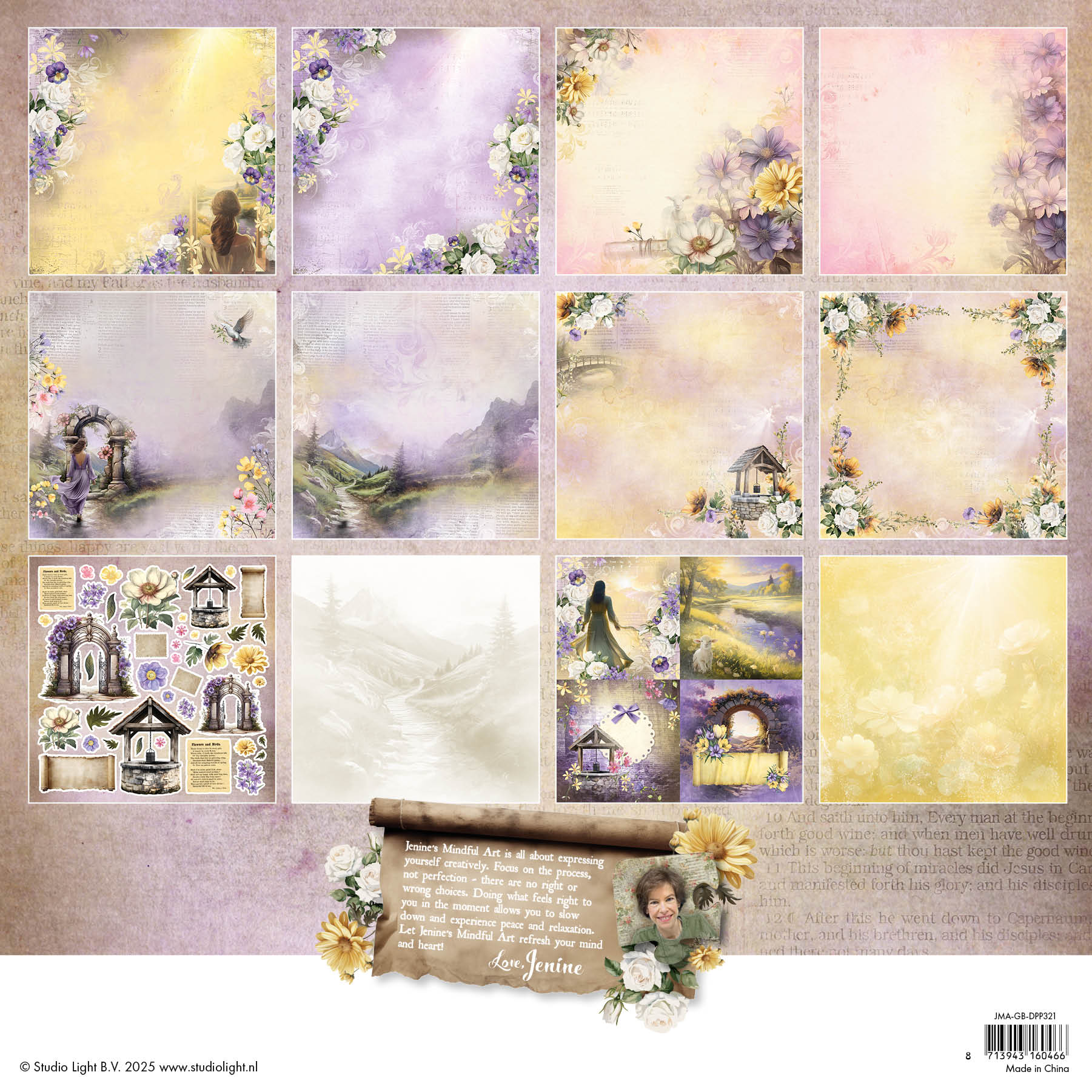 Jenine's Mindful Art Growing Blooming papirblokk 12 ark blomster