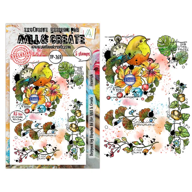 Aall and Create Flourish TP-269 stempelsett A5 fotopolymer