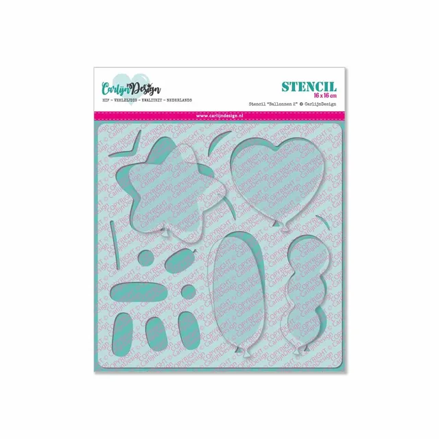 CarlijnDesign Ballonger 2 CDSC-0004 stencil 16x16 bursdag