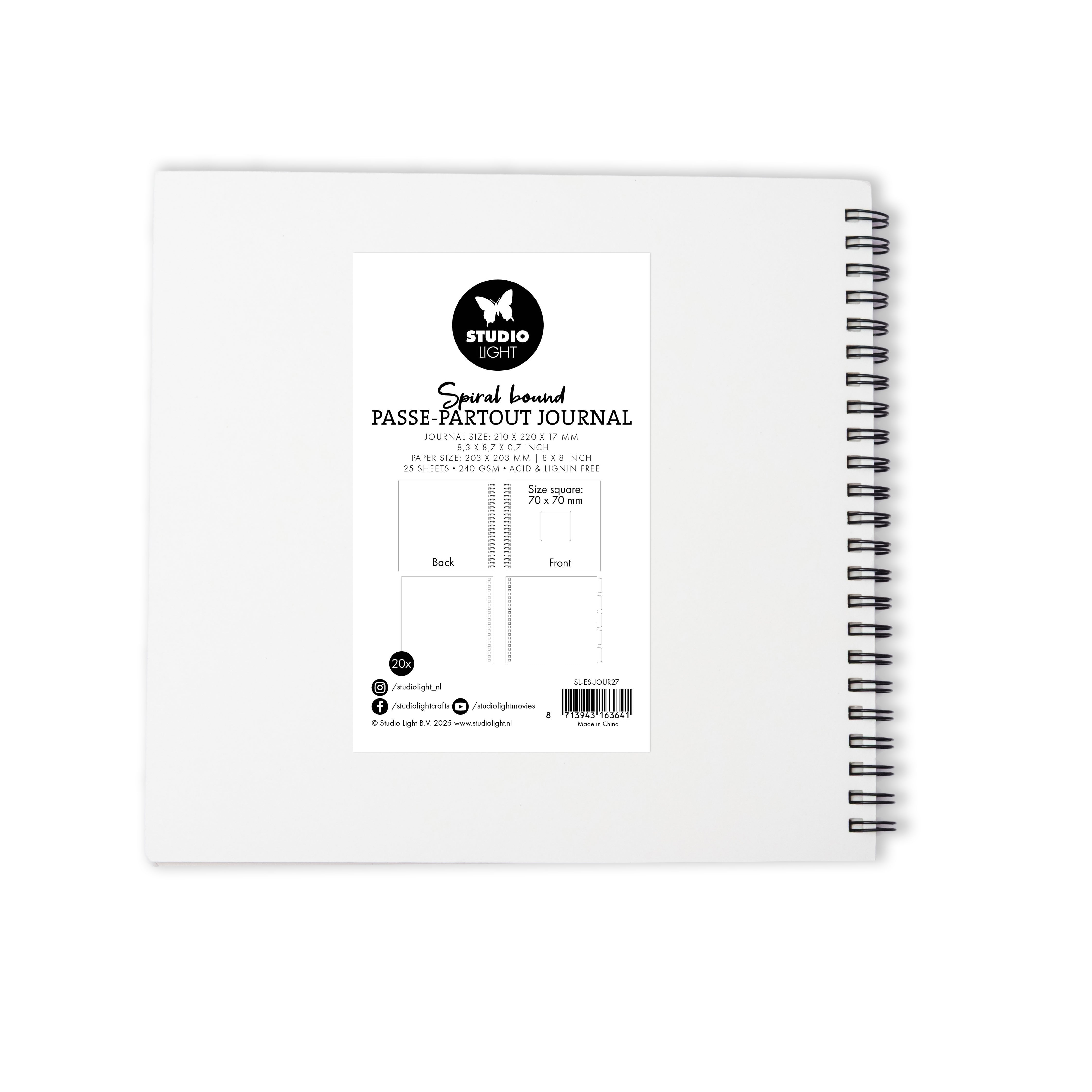 Studio Light Essentials journal 8x8 beige spiral