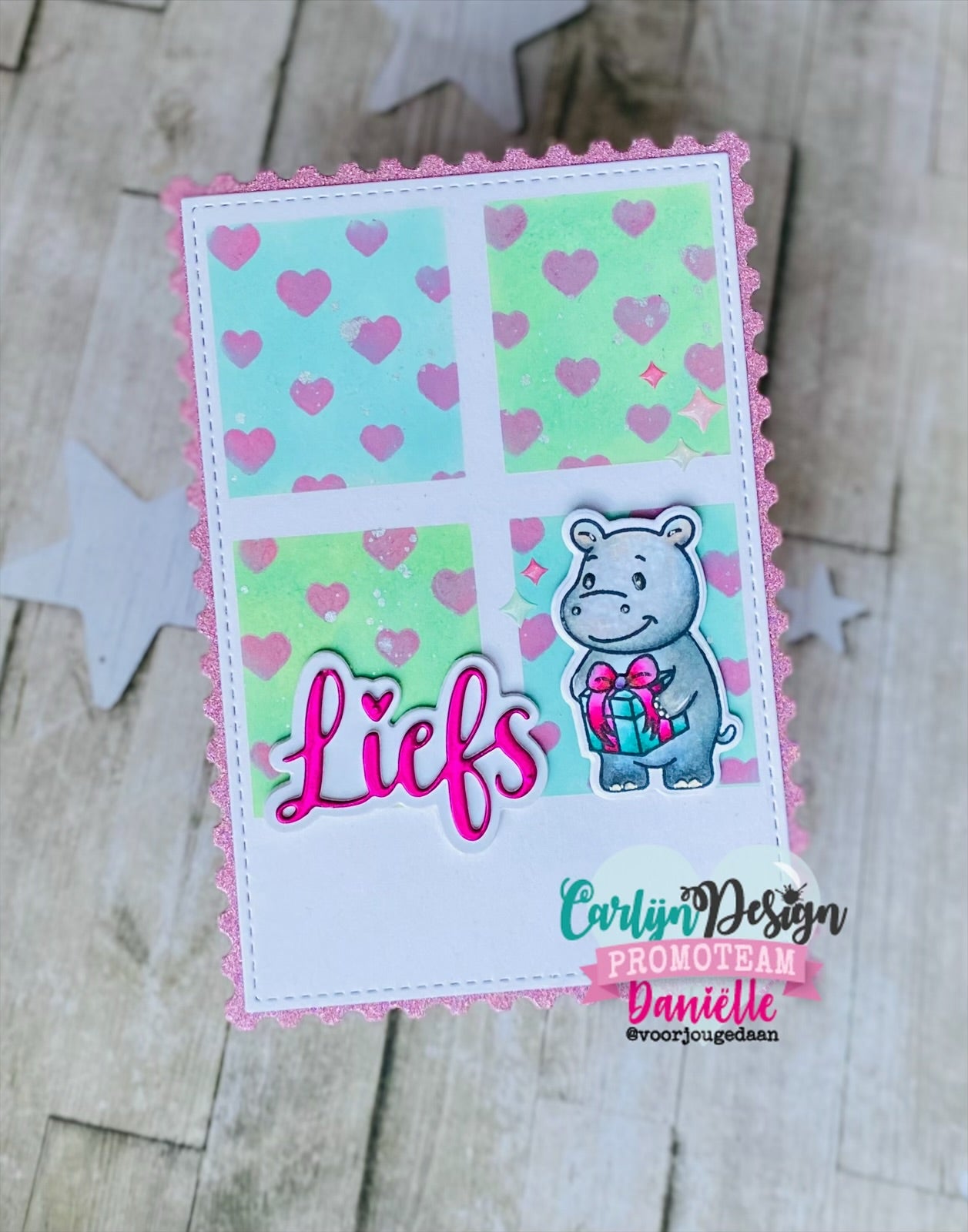 CarlijnDesign Nijlpaardjes CDST-0173 stempel A6 flodhest
