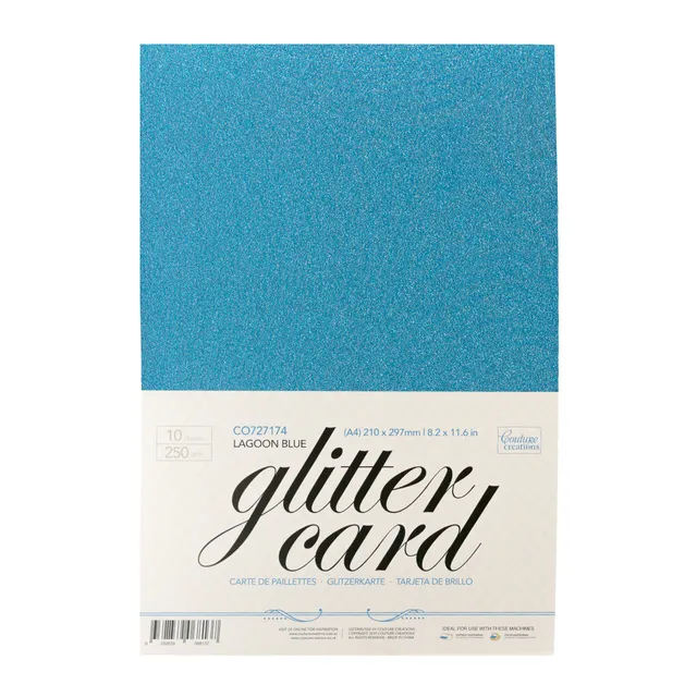 Couture Creations Lagoon Blue glitterkarton A4 10 ark 250gsm