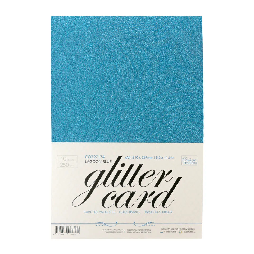 Couture Creations Lagoon Blue glitterkarton A4 10 ark 250gsm