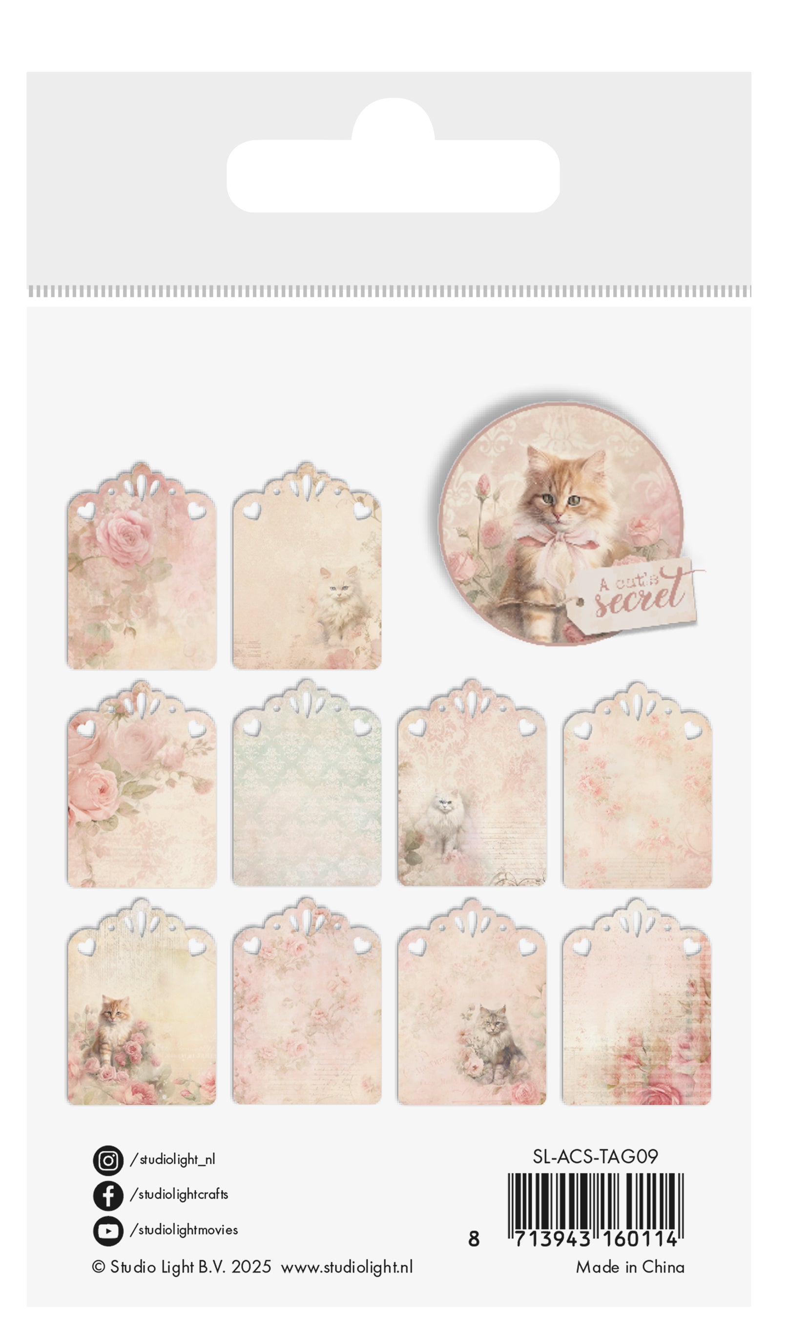 Studio Light A Cat's Secret Tags ATC-tagger 250 gsm