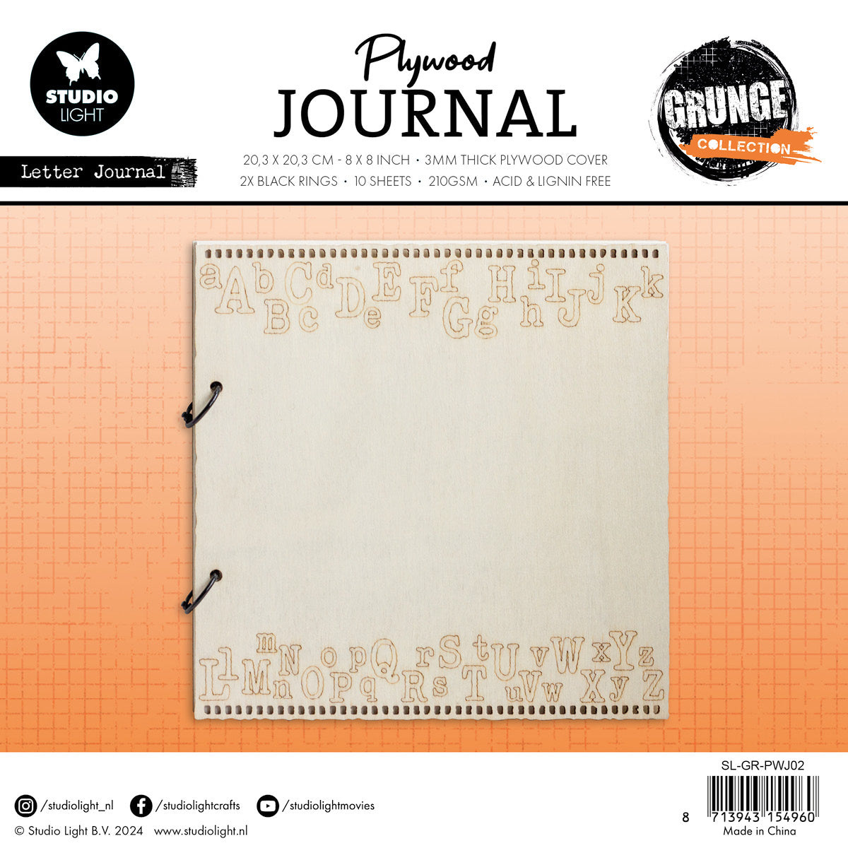 Studio Light Grunge Plywood Journal letter journal
