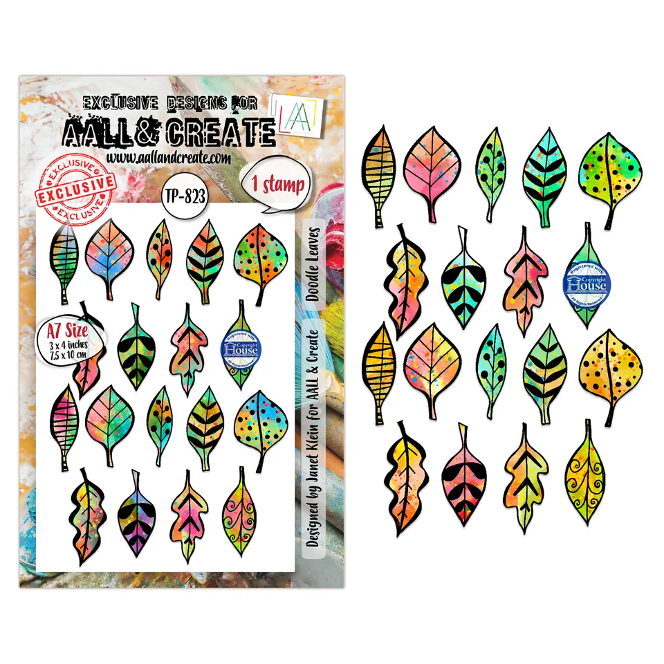 AALL & Create TP-823 Doodle Leaves stempelsett A7 klart