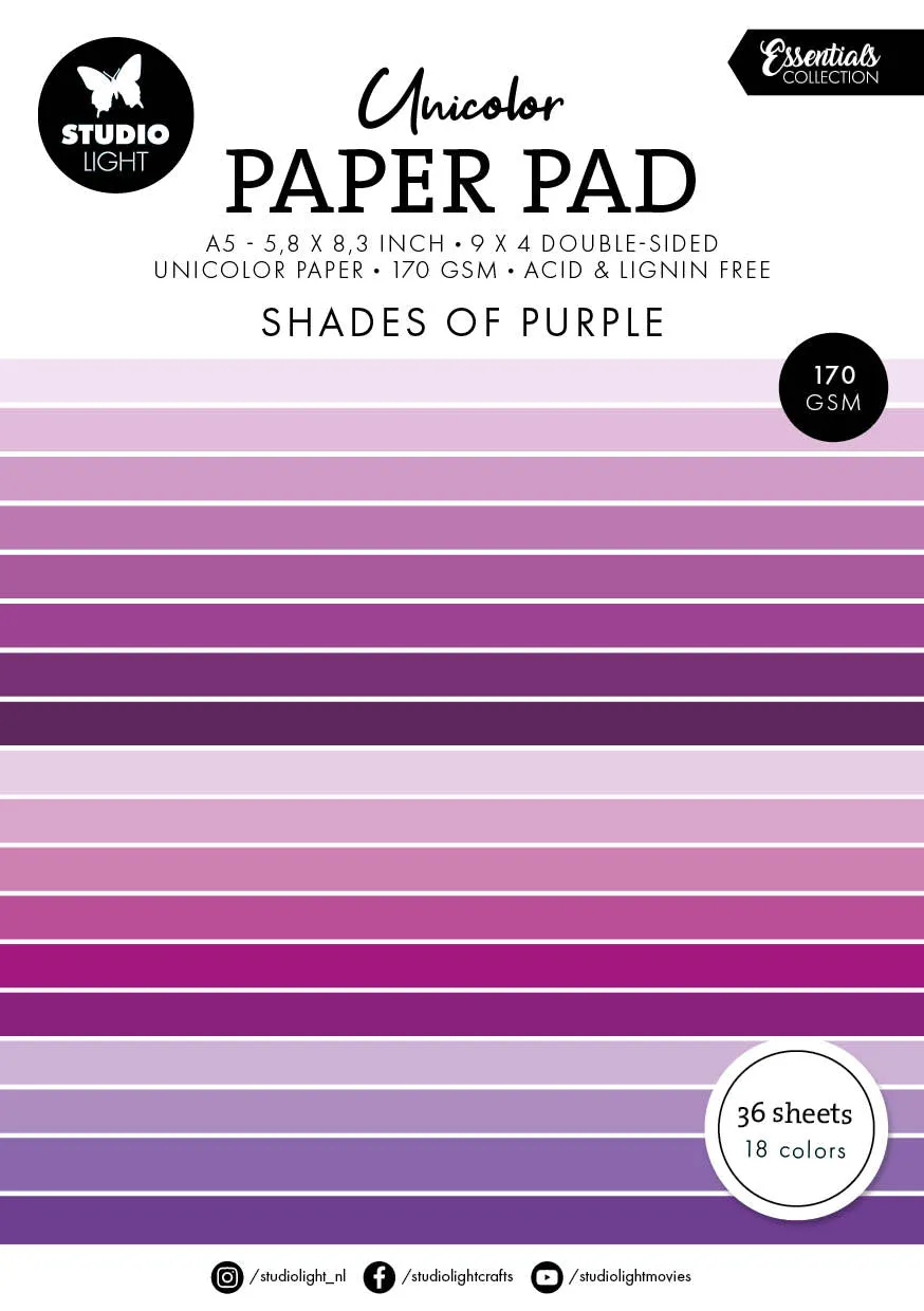 Studio Light Essentials Shades of Purple papirblokk A5