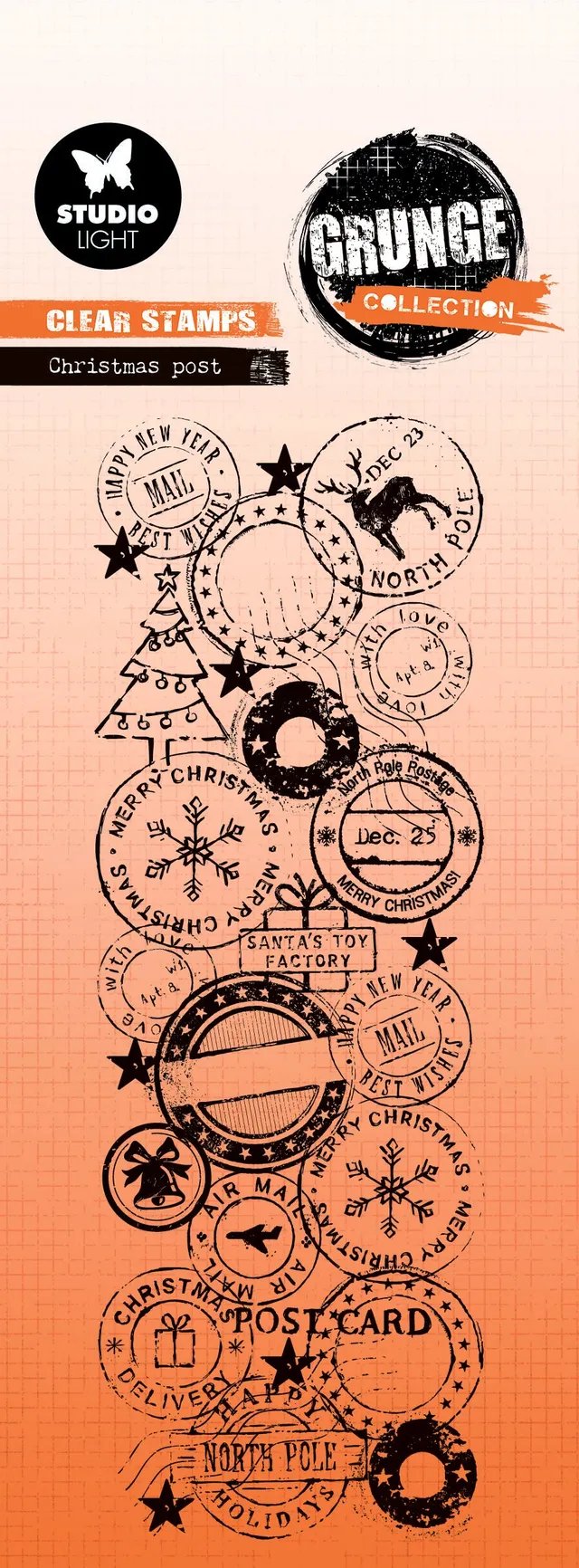 Studio Light Grunge stempel Christmas post julepost
