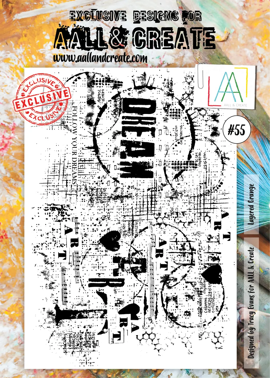 Aall and Create 55 Layered Grunge stempelsett A4 grunge
