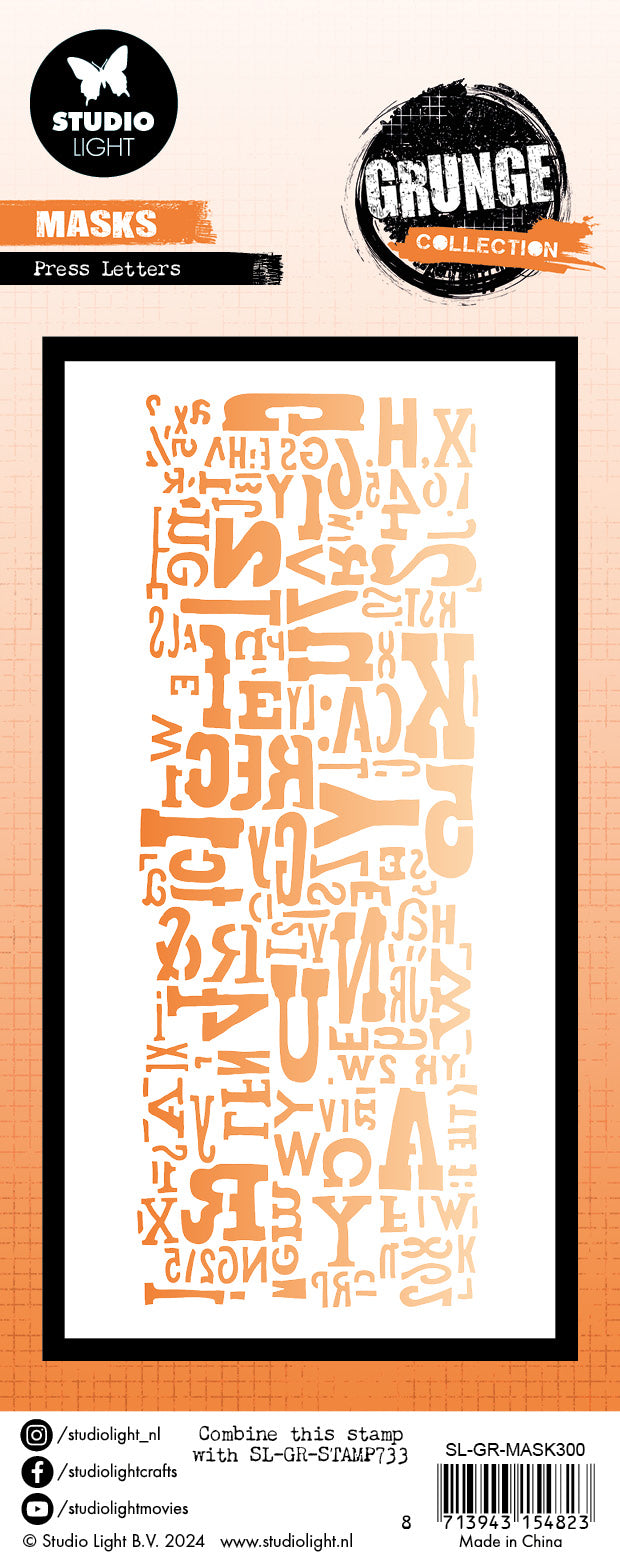Studio Light Grunge Press Letters mask sjablong