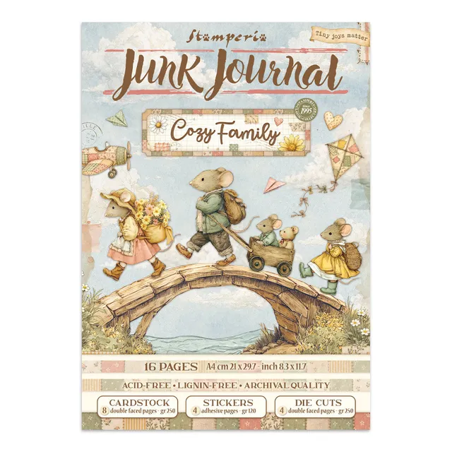 Stamperia Cozy Family klistremerker junk journal sett