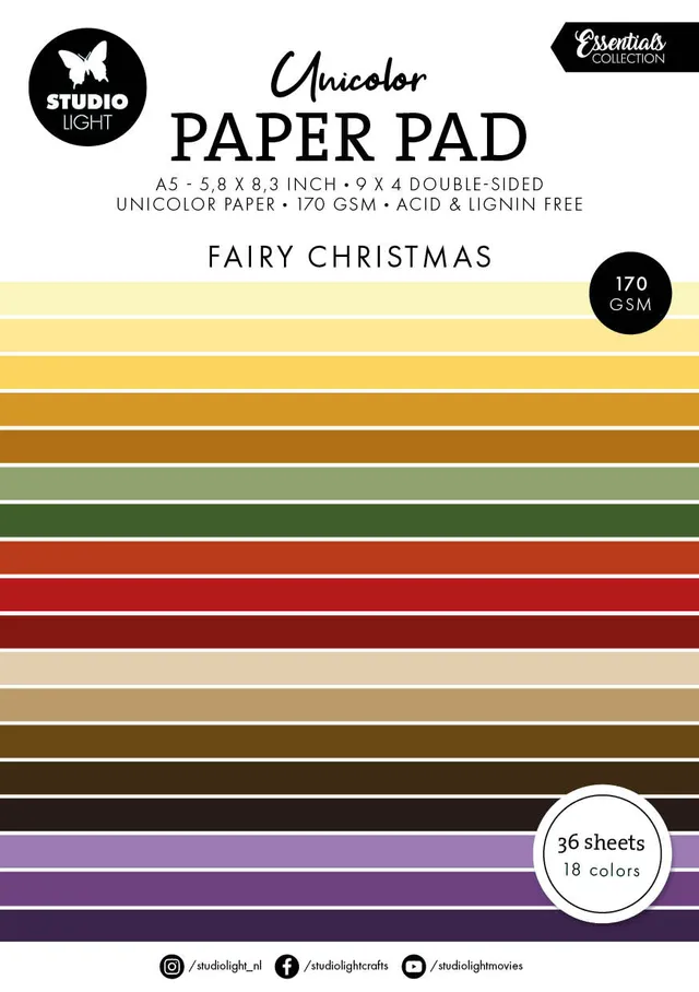 Studio Light Essentials papirblokk Fairy Christmas Unicolor
