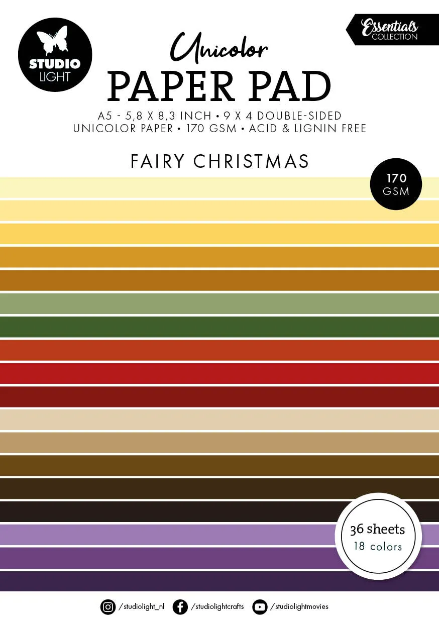 Studio Light Essentials papirblokk Fairy Christmas Unicolor
