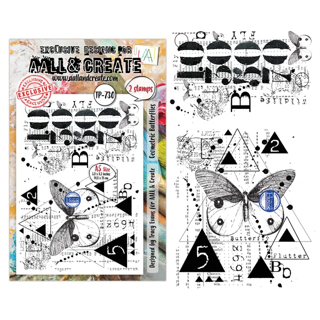 Aall and Create TP-730 Geometric Butterflies stempelsett A5