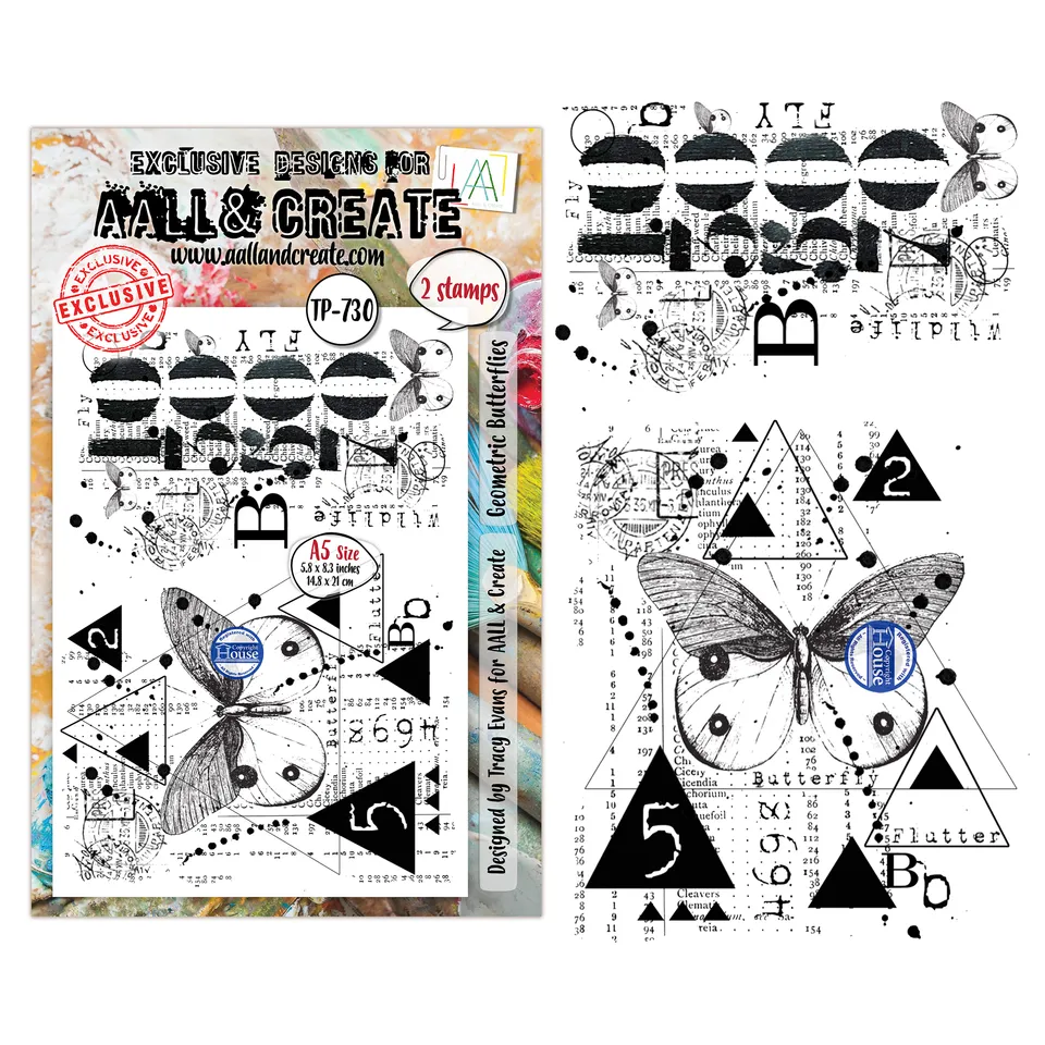 Aall and Create TP-730 Geometric Butterflies stempelsett A5