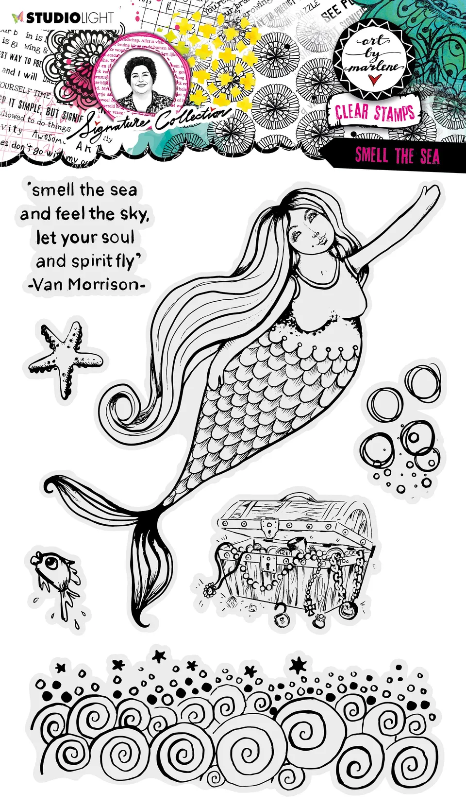 Art by Marlene Signature Smell the Sea clear stamp havmotiv