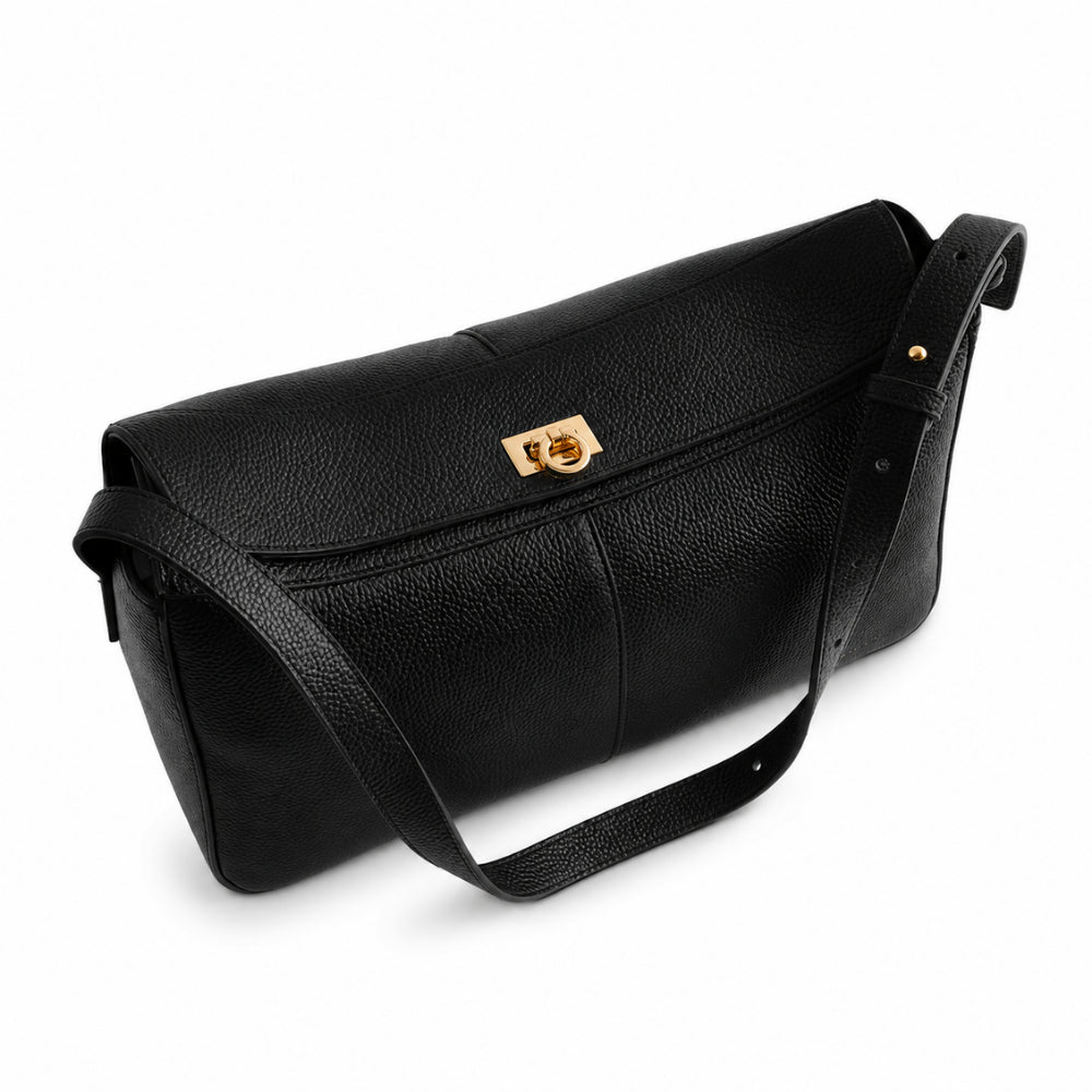 K&Co Clasp skulderveske svart ekte skinn