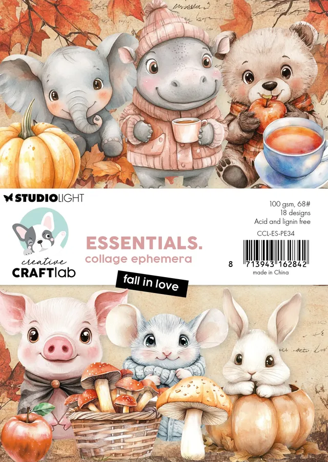 Studio Light Essentials Fall in love ephemera 36 stk collage
