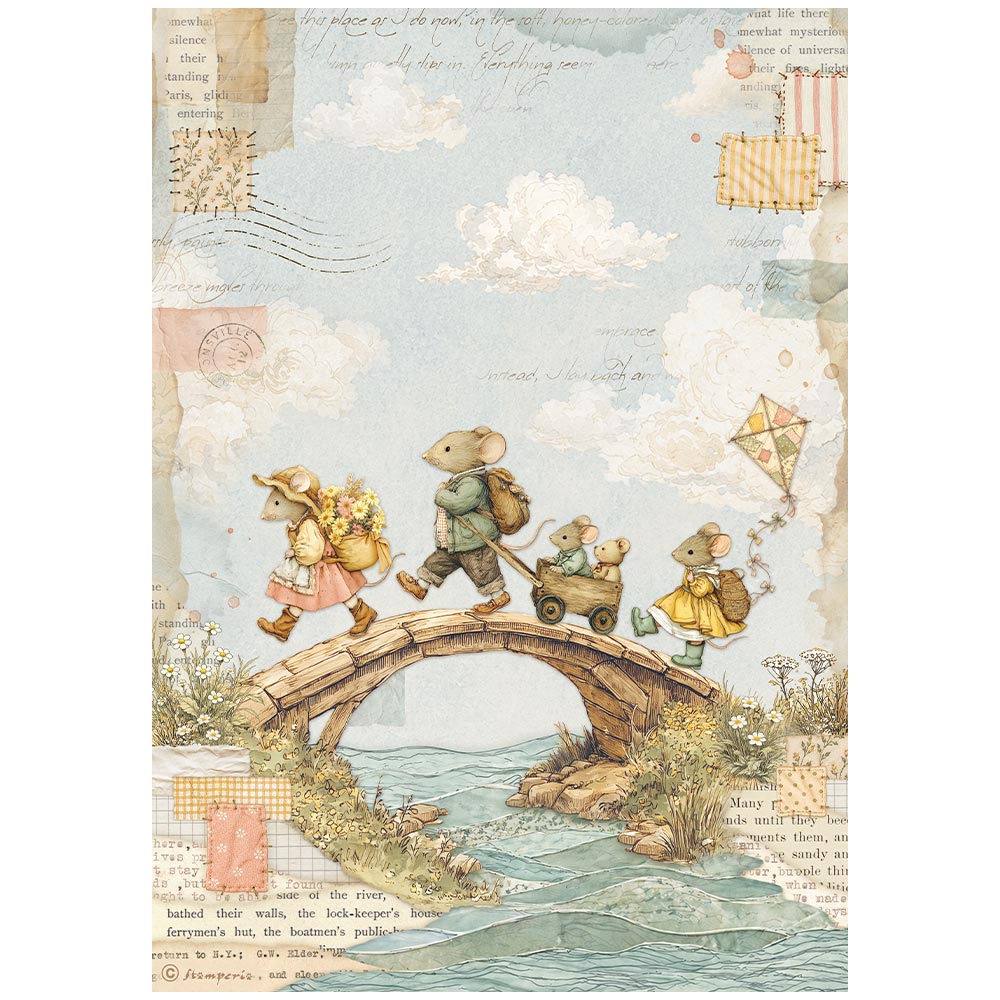 Stamperia Cozy Family rispapir A4 6ark familiemotiv