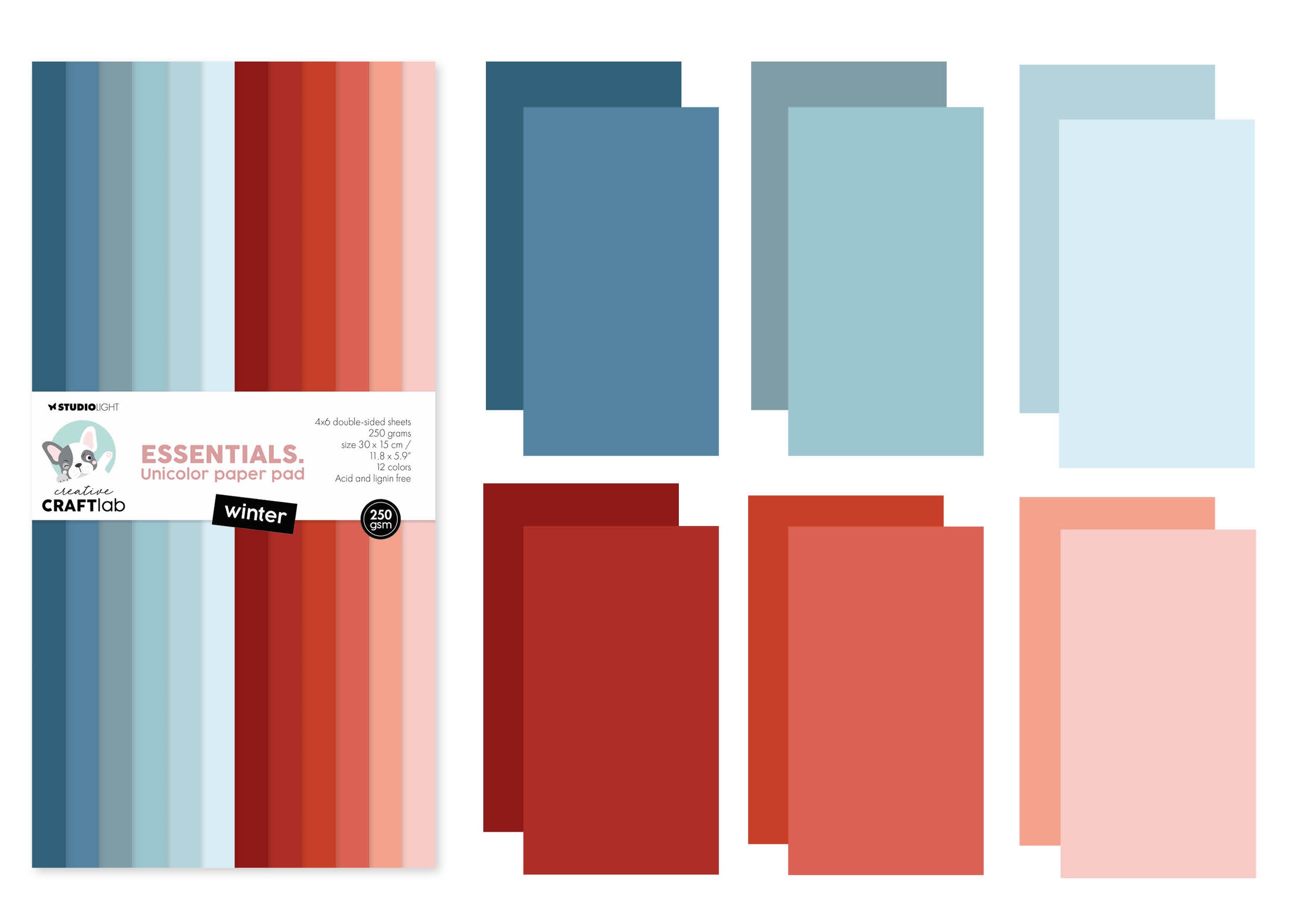 Creative Craftlab Essentials Winter unicolor papirblokk
