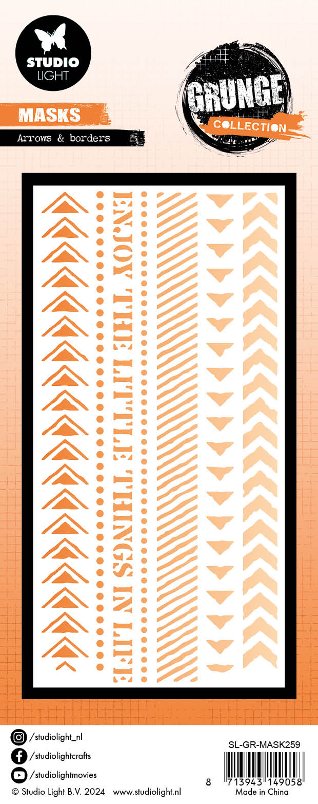 Studio Light Grunge Arrows & borders sjablong røff