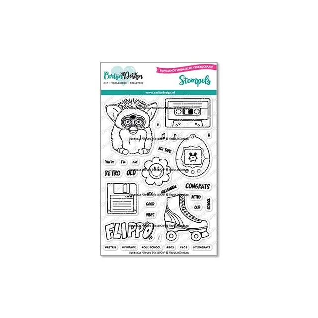 CarlijnDesign Retro 80s & 90s CDST-0117 stempelsett A6