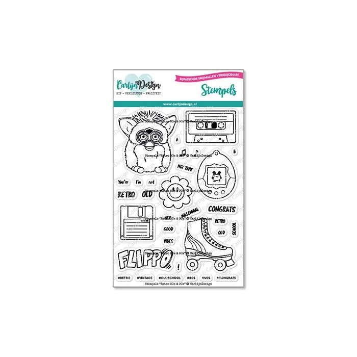 CarlijnDesign Retro 80s & 90s CDST-0117 stempelsett A6