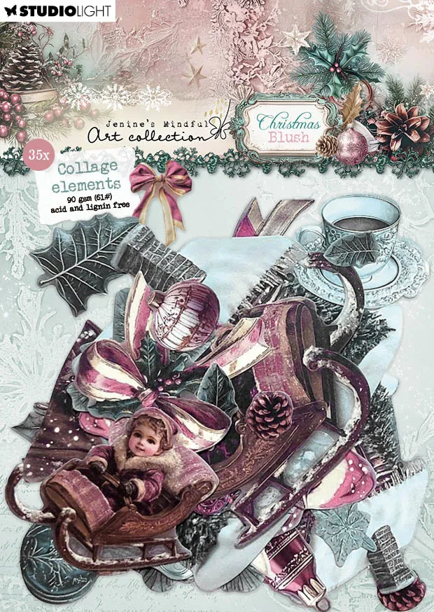 Studio Light Christmas Blush papirelementer 35 stk jul