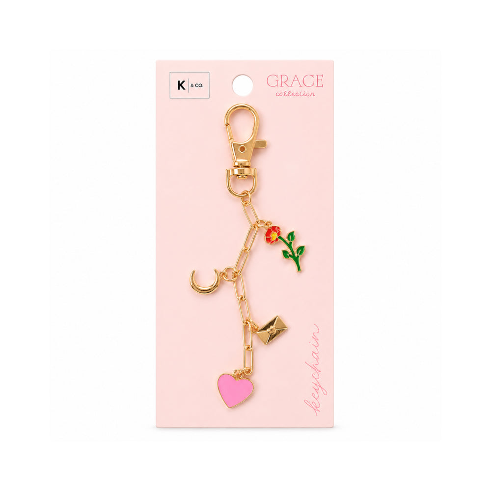 KaiserCraft Grace Pink Heart nøkkelring metall hjerte