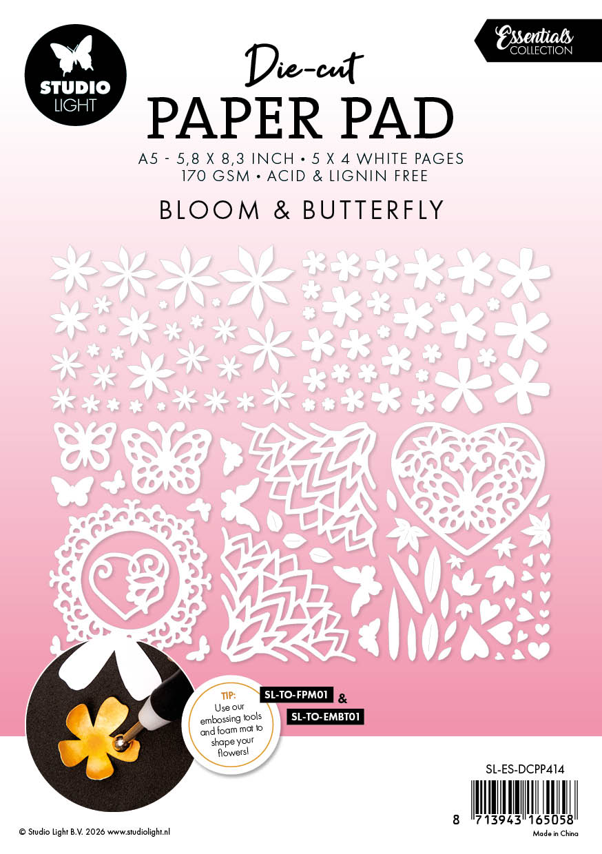 Studio Light Essentials Bloom & Butterfly papirblokk 20 ark