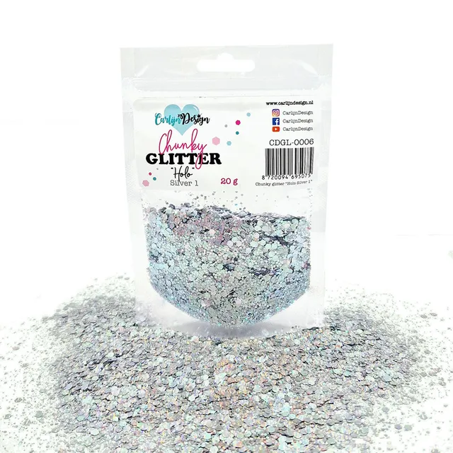 CarlijnDesign Chunky Glitter CDGL-0006 glitter 20g sølv