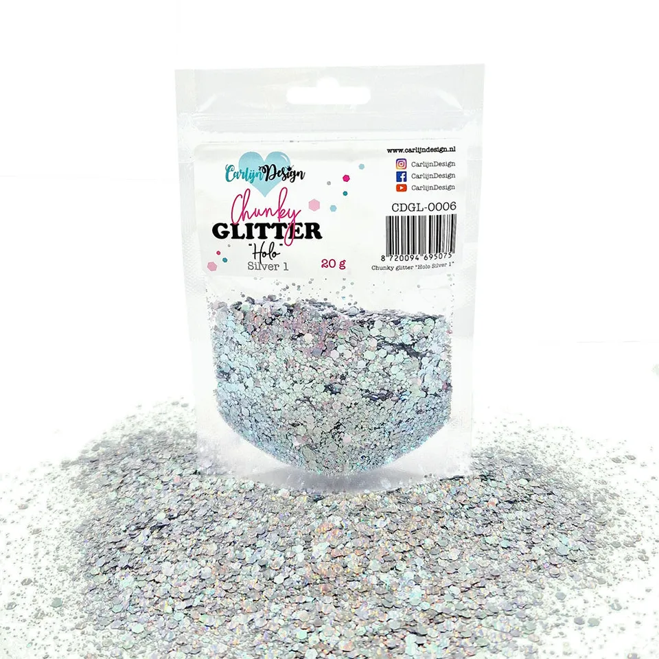 CarlijnDesign Chunky Glitter CDGL-0006 glitter 20g sølv