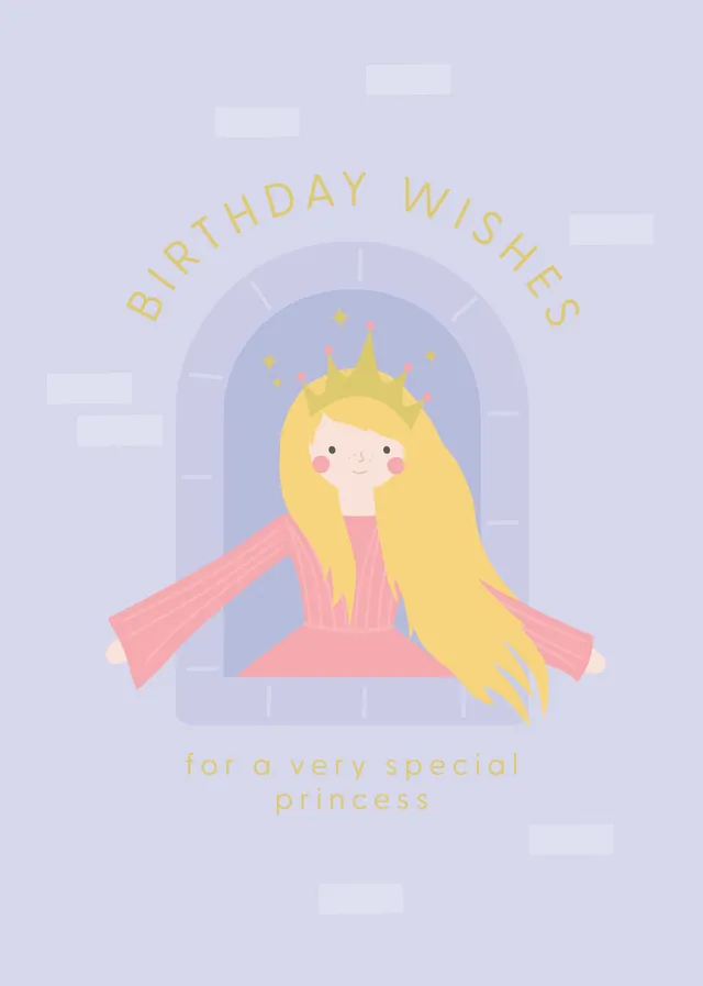 KaiserCraft Kids Birthday Princess bursdagskort 5x7