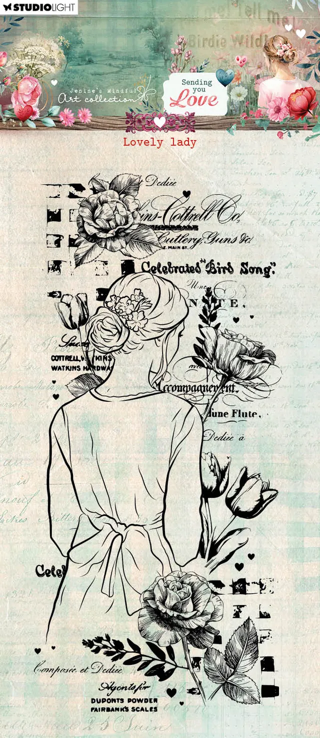 Studio Light Sending You Love Lovely lady stempel stort motiv